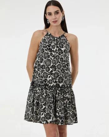 Rochie cu volan și print floral ORSAY negru - 36