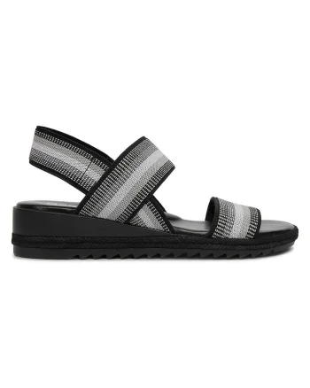 Sandale dama,  textil, negru, piele ecologica,