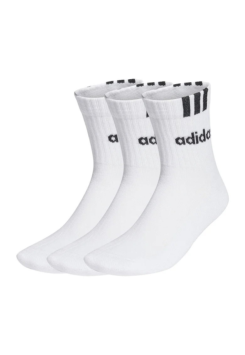 Set de sosete scurte unisex, cu logo - 3 perechi, Alb