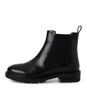 Ghete Chelsea de piele cu toc masiv, Negru