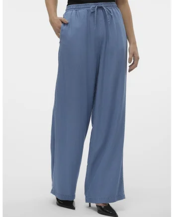 Pantaloni din lyocell cu croiala ampla, Albastru deschis