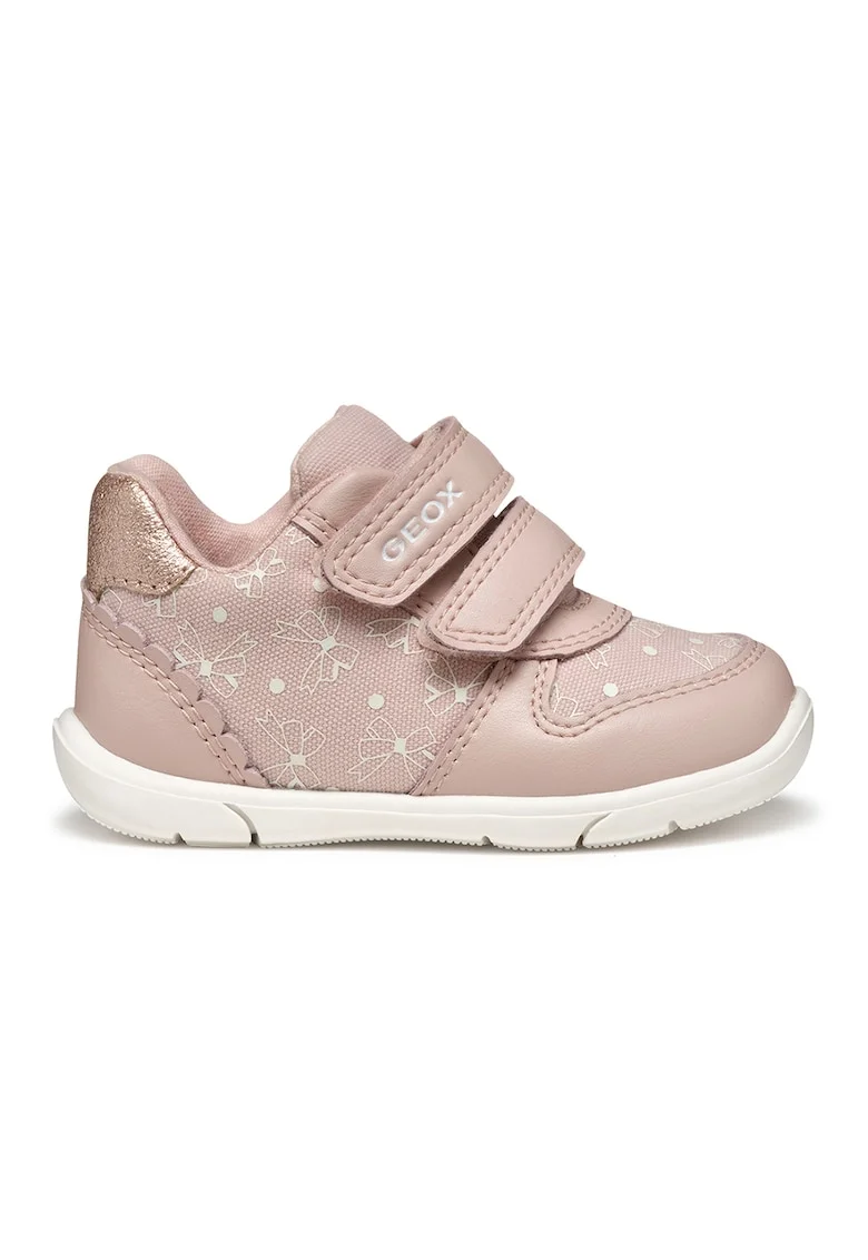 Pantofi sport Zapito de piele ecologica cu velcro, Roz prafuit