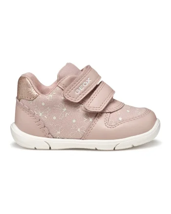 Pantofi sport Zapito de piele ecologica cu velcro, Roz prafuit