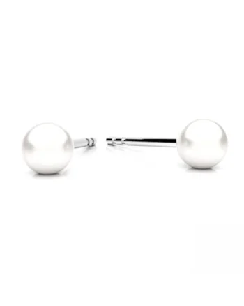 Cercei din Argint 925 cu perle Swarovski albe, inchizatoare fluturas, tip surub