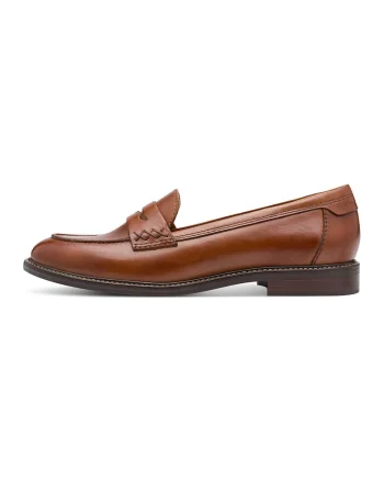 Pantofi loafer uni din piele, Maro scortisoara
