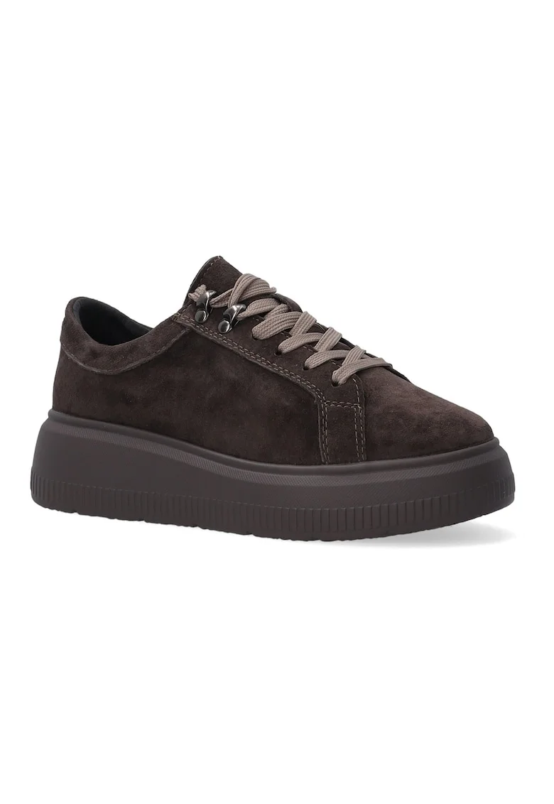 Pantofi sport din piele intoarsa naturala, cu talpa wedge