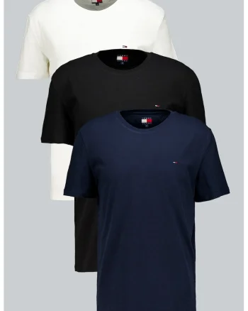 Set de tricouri slim fit - 3 piese, Negru/Alb murdar/Bleumarin