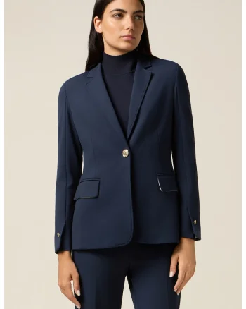 Sacou uni slim-fit, Bleumarin