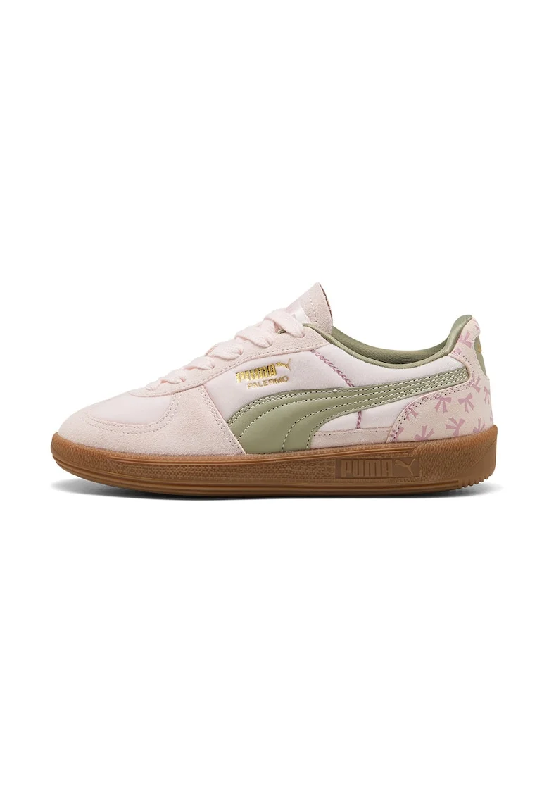 Pantofi sport Palermo Bowtique cu garnituri din piele intoarsa, Roz pal/Verde sparanghel