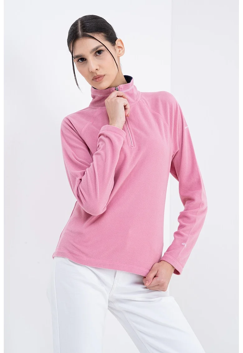 Bluza de trening din fleece cu fenta cu fermoar scurt Skylar, Roz