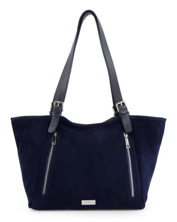 Geanta dama  shopper granat cu 3 buzunare, 27x45x11cm, piele intoarsa, manere reglabile