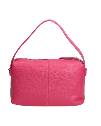 Geanta din piele cu bareta de umar Iolanda, Fucsia