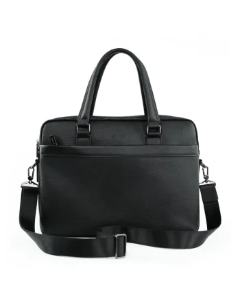 Geanta barbateasca din piele  SL42 Brannor neagra pentru laptop 15", documente, incapatoare, cu curea reglabila, eleganta si functionala