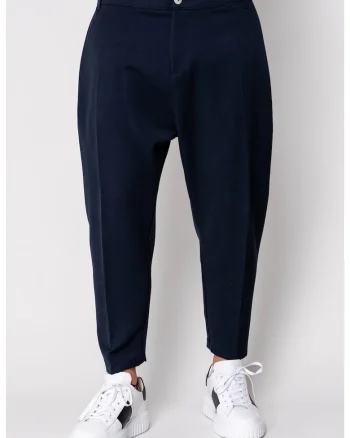 Pantalon lung conic cu tur lasat Navy 19679, Bleumarin