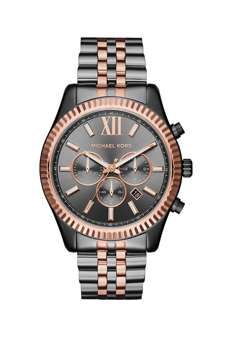 Ceas cronograf cu bratara metalica Lexington, Rose gold/Gri