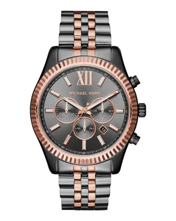 Ceas cronograf cu bratara metalica Lexington, Rose gold/Gri