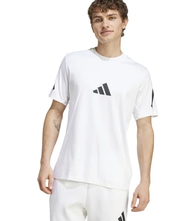 Tricou de bumbac cu model monograma Z.N.E, Alb/Negru