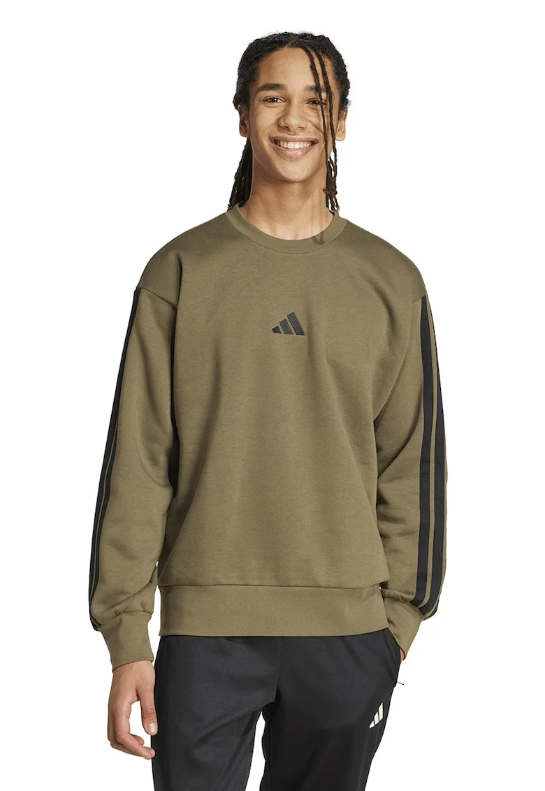 Bluza de trening din amestec de bumbac cu detaliu monograma, Negru/Verde masliniu