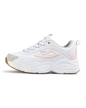 Pantofi sport demi-wedge din piele ecologica, Alb optic/Roz pal