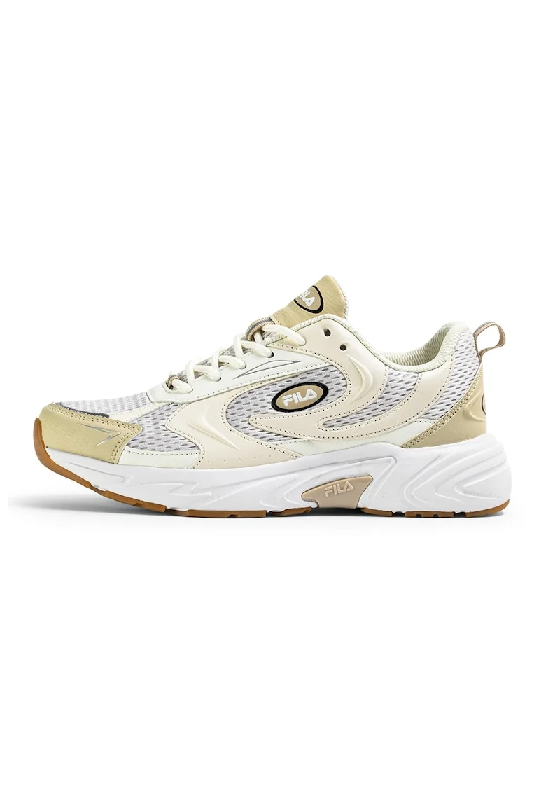 Pantofi sport demi-wedge din piele ecologica Kreatix, Alb fildes/Alb murdar