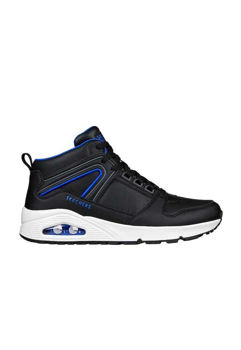 Pantofi sport mid-high din piele ecologica Uno-Keep Close, Negru/Albastru royal