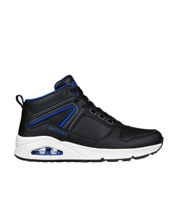 Pantofi sport mid-high din piele ecologica Uno-Keep Close, Negru/Albastru royal