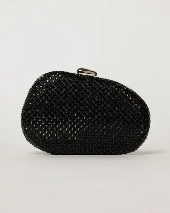 Clutch elegant negru cu cristale stralucitoare