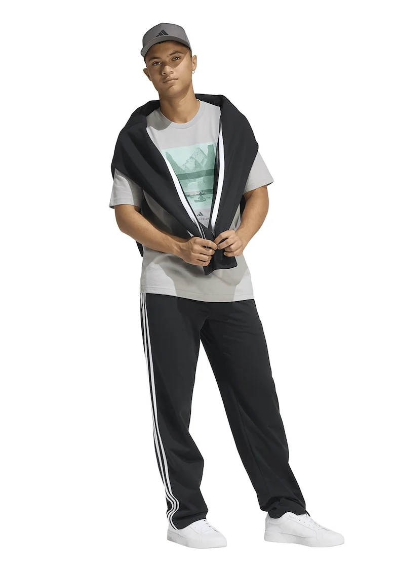 Tricou regular fit cu imprimeu grafic, Gri deschis/Verde deschis