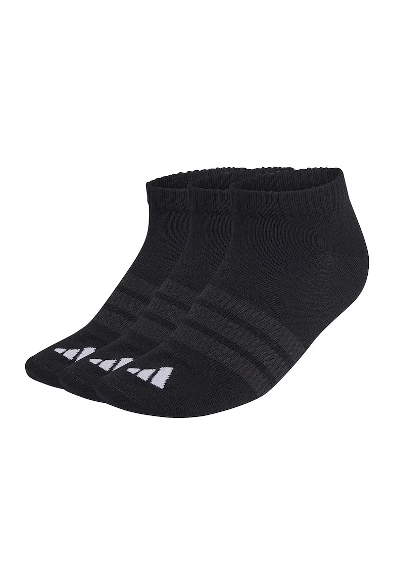 Set de sosete unisex pana la glezna Essentials - 3 perechi, Negru/Negru stins