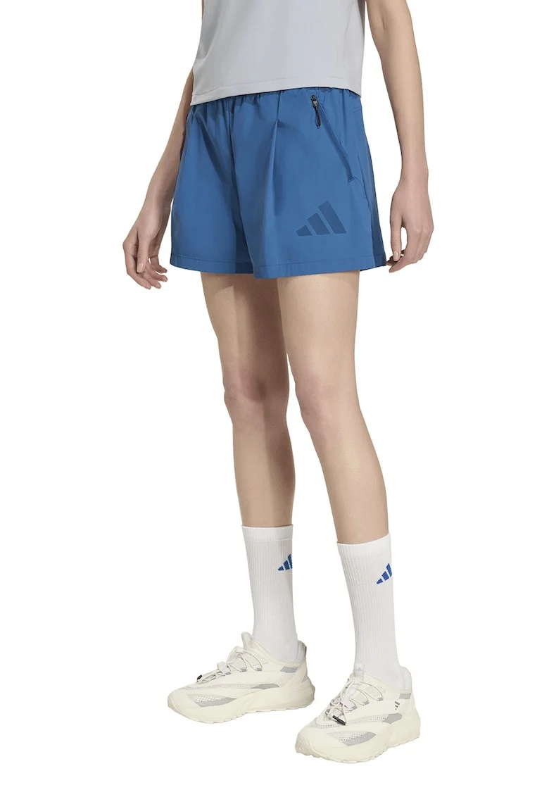 Pantaloni sport scurti cu talie inalta Z.N.E., Albastru