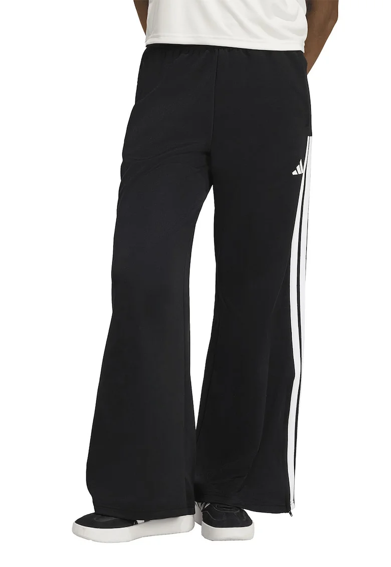 Pantaloni de trening cu croiala ampla si logo Her, Alb/Negru