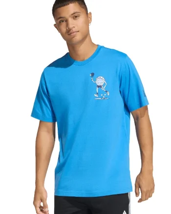 Tricou din bumbac cu detaliu cu imprimeu grafic pe piept, Albastru glaciar