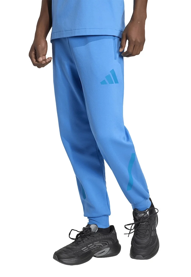 Pantaloni de trening relaxed fit cu snur Z.N.E., Albastru inchis/Albastru royal