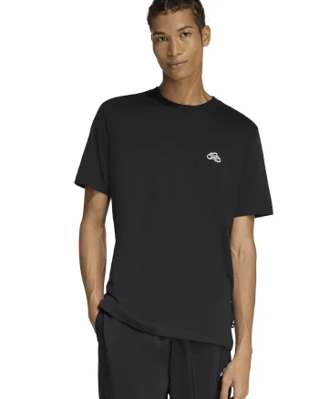 Tricou de bumbac cu detaliu grafic, Negru