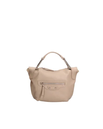 Geanta crossbody din piele cu bareta ajustabila, Maro taupe