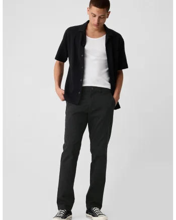 Pantaloni Chino drepti cu buzunare oblice, Negru