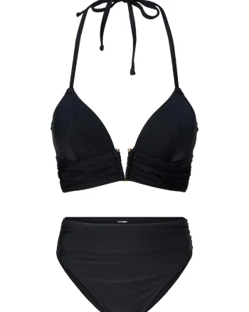 Costum de baie din doua piese, cu sutien cu burete, Negru