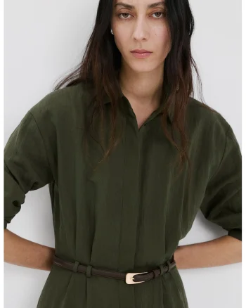 Rochie-camasa din amestec de lyocell, Verde padure