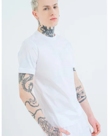 Tricou regular fit cu decolteu la baza gatului, Alb optic