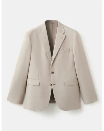 Sacou slim-fit cu revere decupate, Bej