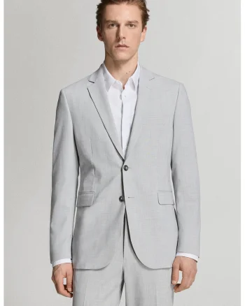 Sacou regular-fit cu model uni, Gri deschis