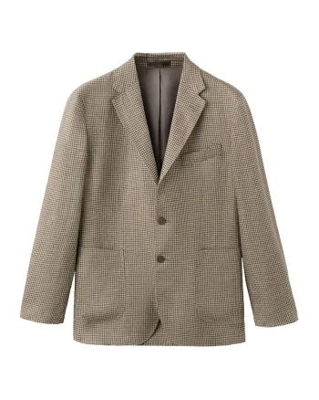 Sacou de in cu model in carouri, Maro camel