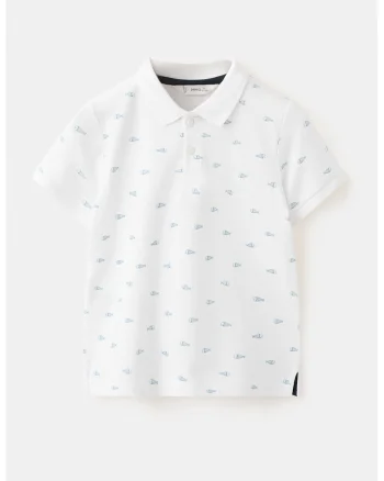Tricou polo din bumbac cu model pique, Alb/Albastru deschis
