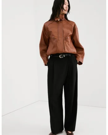 Pantaloni ampli cu talie inalta, Negru