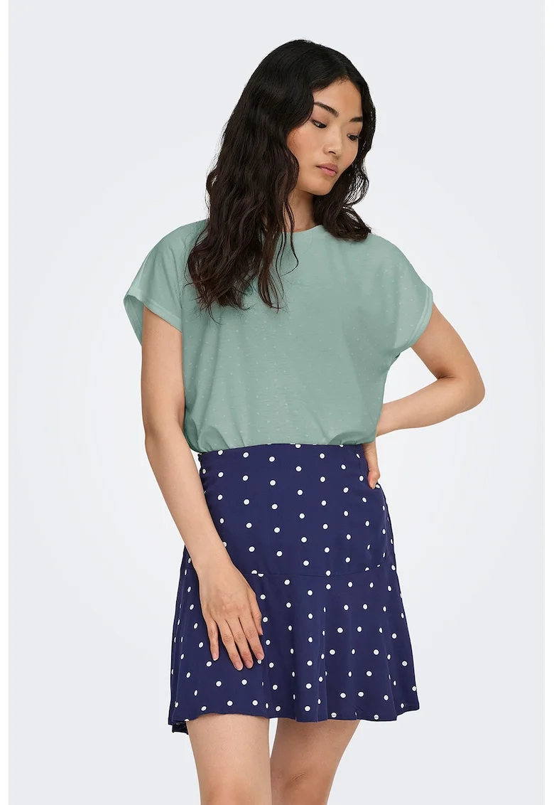 Tricou lejer cu decolteu la baza gatului, Verde pal