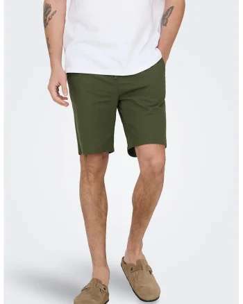 Pantaloni scurti cu snur, Verde masliniu