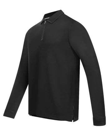 Bluza polo din amestec de modal cu fenta cu fermoar