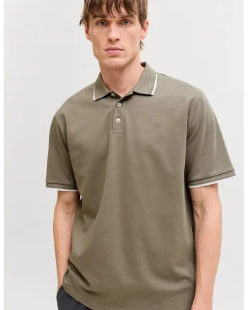 Tricou polo regular fit, Kaki inchis