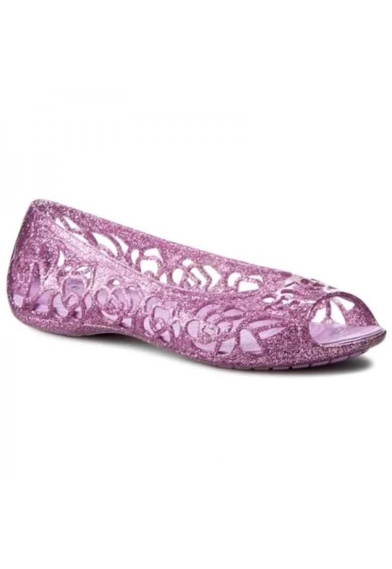 Balerini relaxed fit cu varf decupat si aspect stralucitor Isabella, Mov