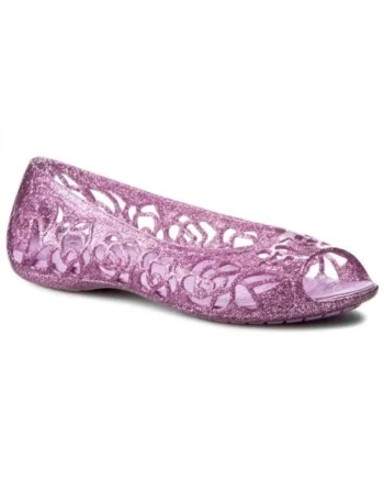 Balerini relaxed fit cu varf decupat si aspect stralucitor Isabella, Mov